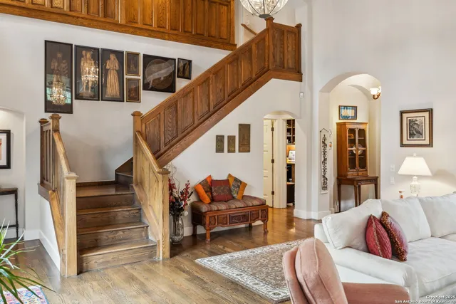 a living room with furniture