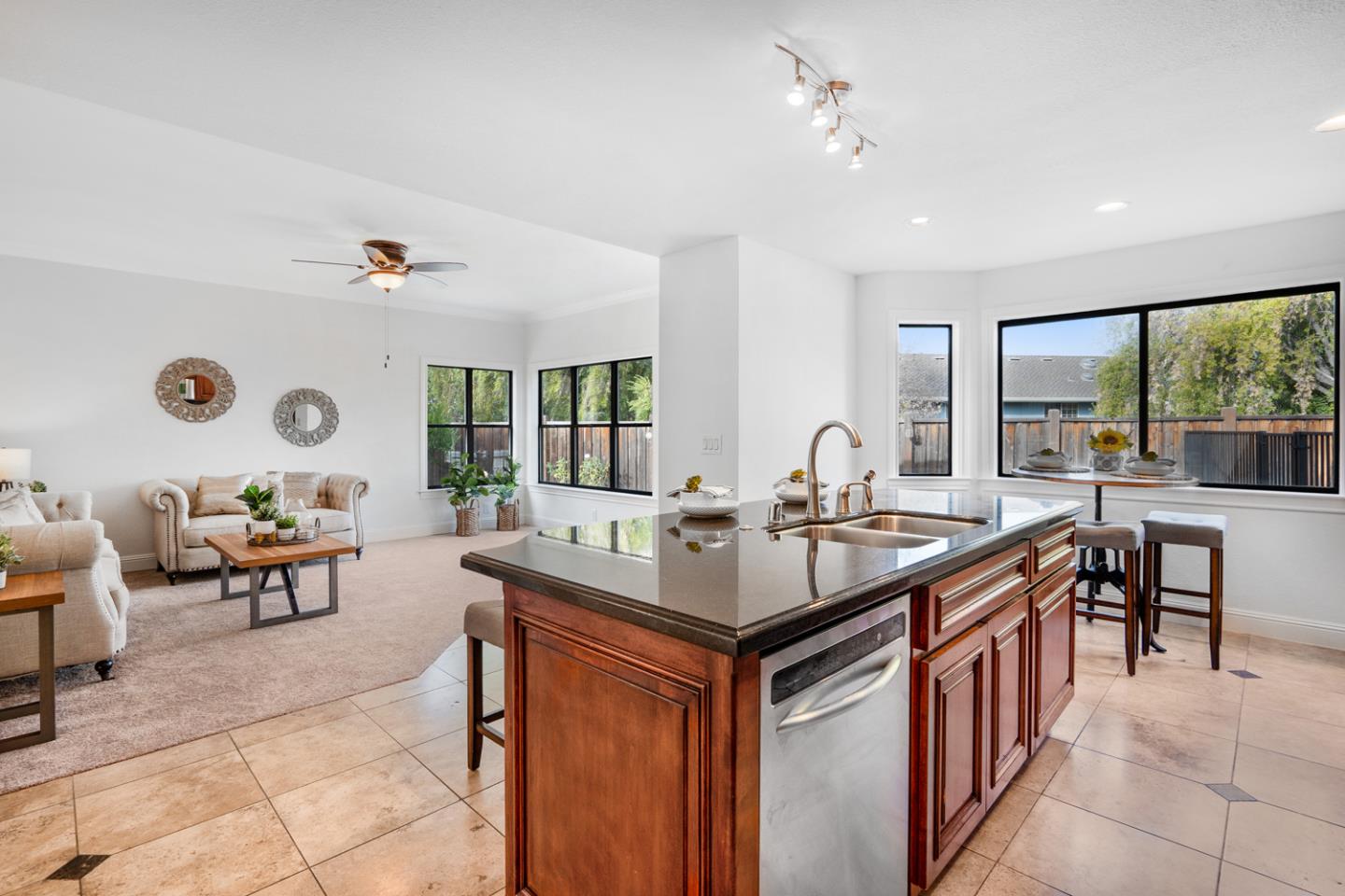 9040 Ridgeway Drive Gilroy, CA 95020 - Photo 14 of 44 a kitchen with a stove and a view of living room