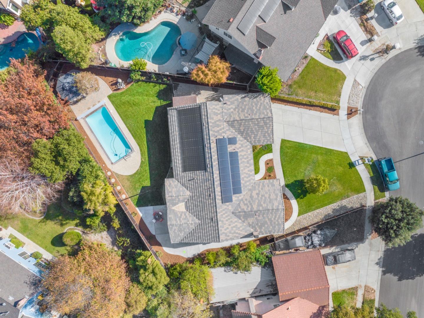 9040 Ridgeway Drive Gilroy, CA 95020 - Photo 38 of 44 an aerial view of a house with a swimming pool