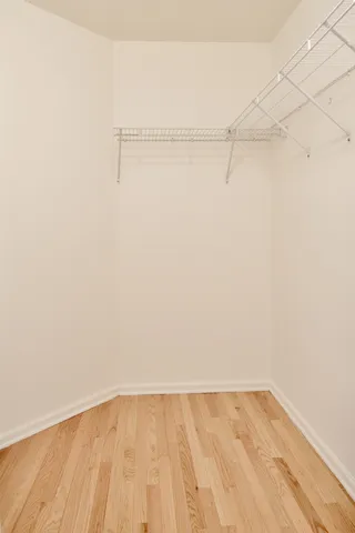 a view of an empty walk in closet