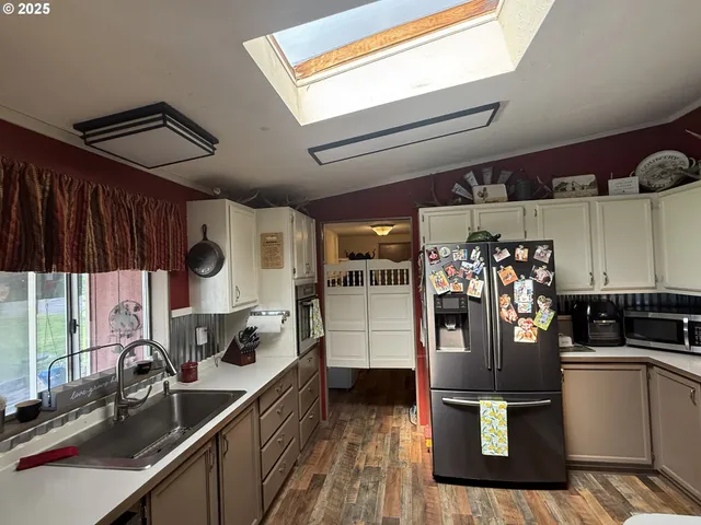 a kitchen with lots of counter top space