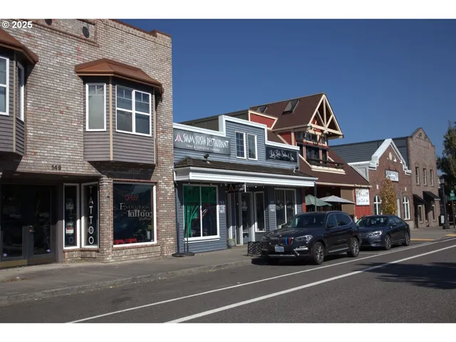 a front view of a building with street view