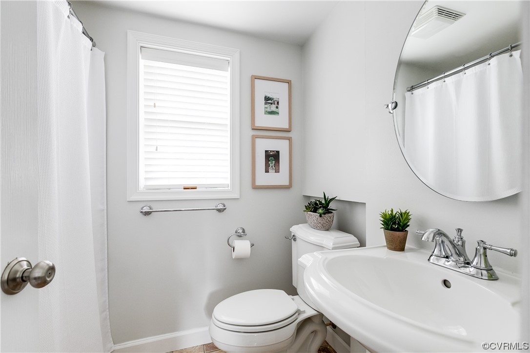 5115 Sylvan Road Richmond, VA 23225 - Photo 18 of 37 a bathroom with a sink a toilet and a mirror