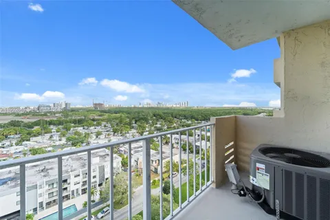 a view of a city from a balcony
