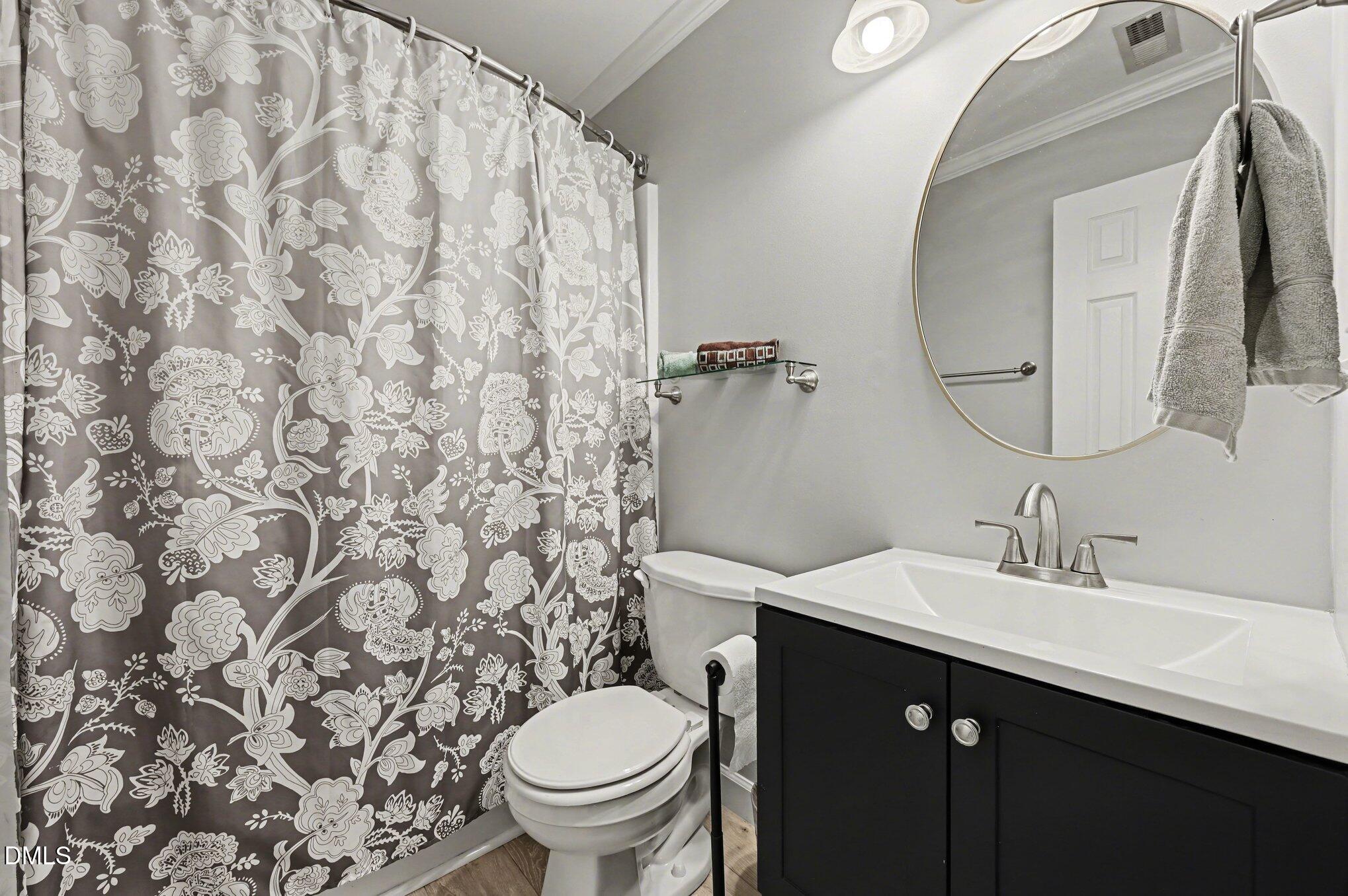 205 Weathervane Way Holly Springs, NC 27540 - Photo 15 of 25 a bathroom with a sink and a toilet