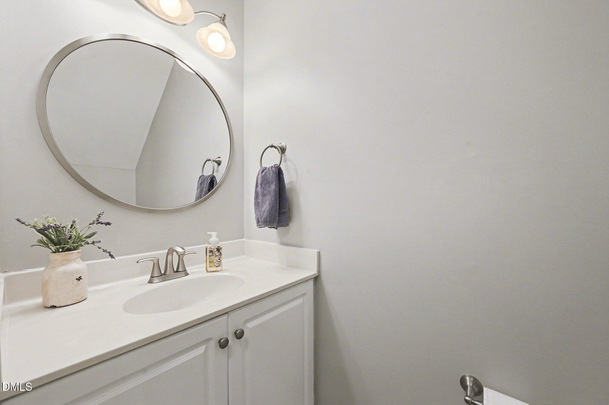 205 Weathervane Way Holly Springs, NC 27540 - Photo 16 of 25 a bathroom with a sink and a mirror