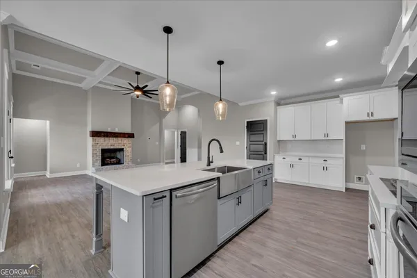 a view of a room with racks on the wall