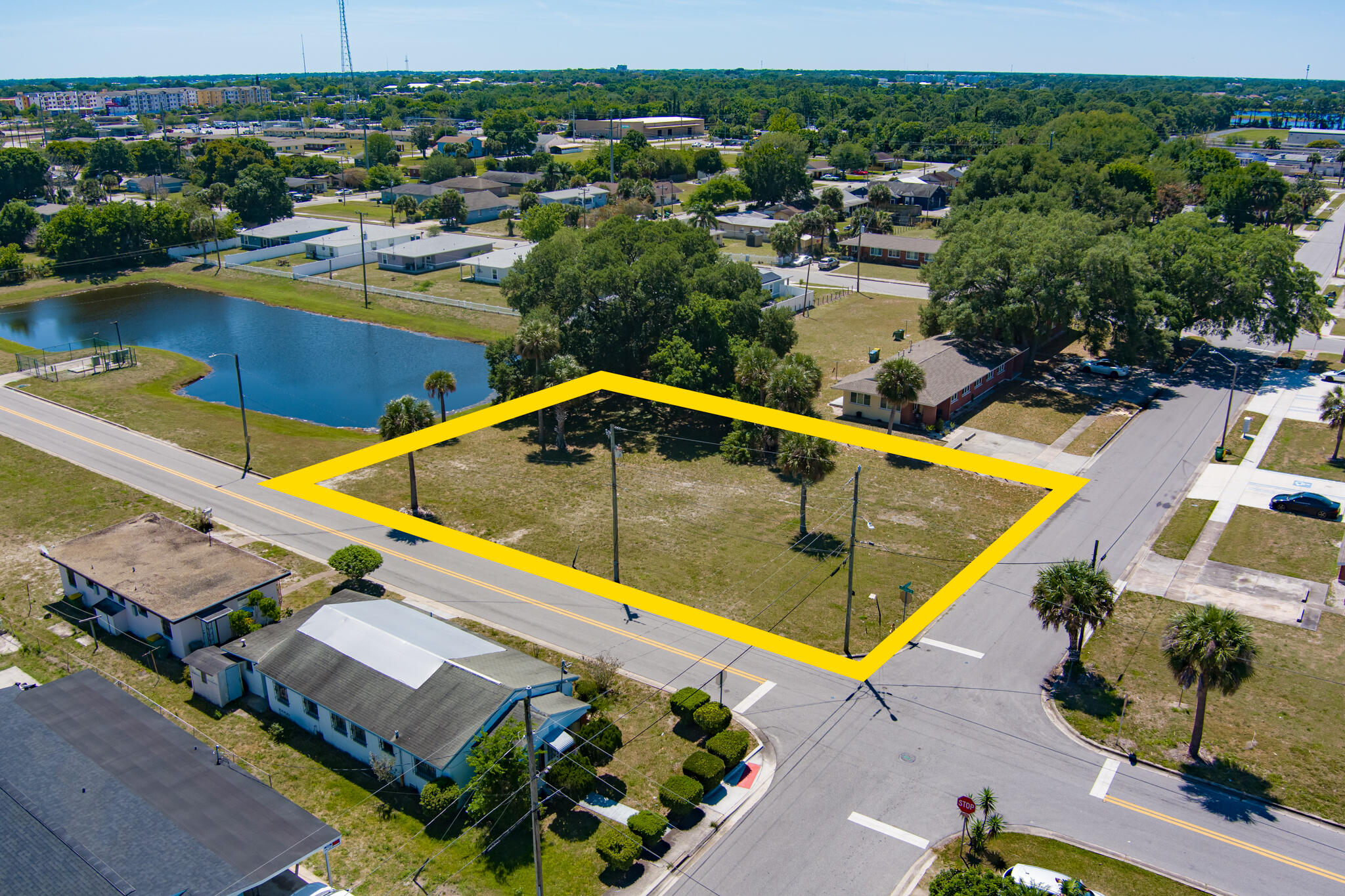 535 Bernard Street Cocoa, FL 32922 - Photo 16 of 16 an aerial view of a house with a swimming pool