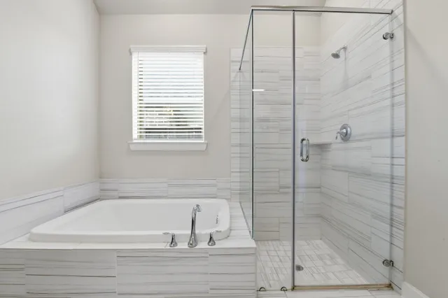 a bathroom with a bathtub
