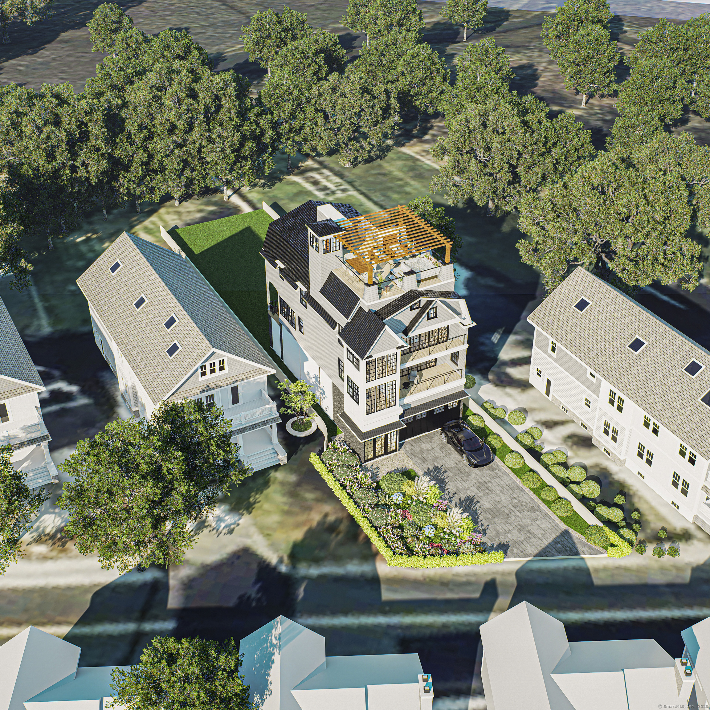 1008 Fairfield Beach Road Fairfield, CT 06824 - Photo 20 of 27 an aerial view of a house with a garden