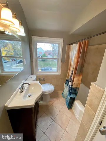 a bathroom with a sink a toilet and mirror