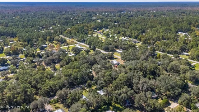 an aerial view of a houses with a lush green hillside