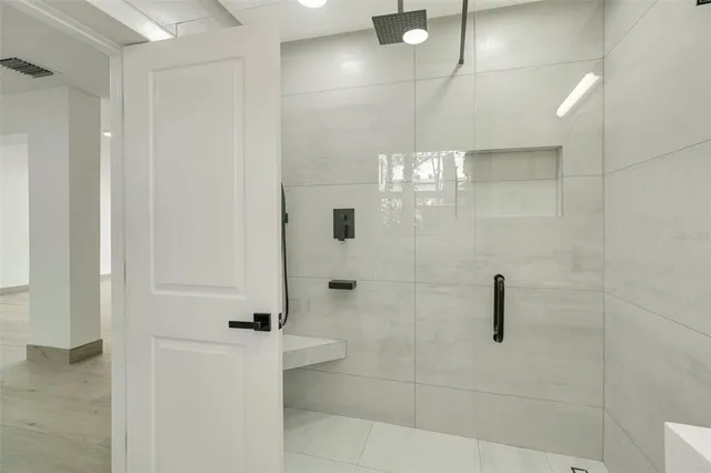 a bathroom with a shower