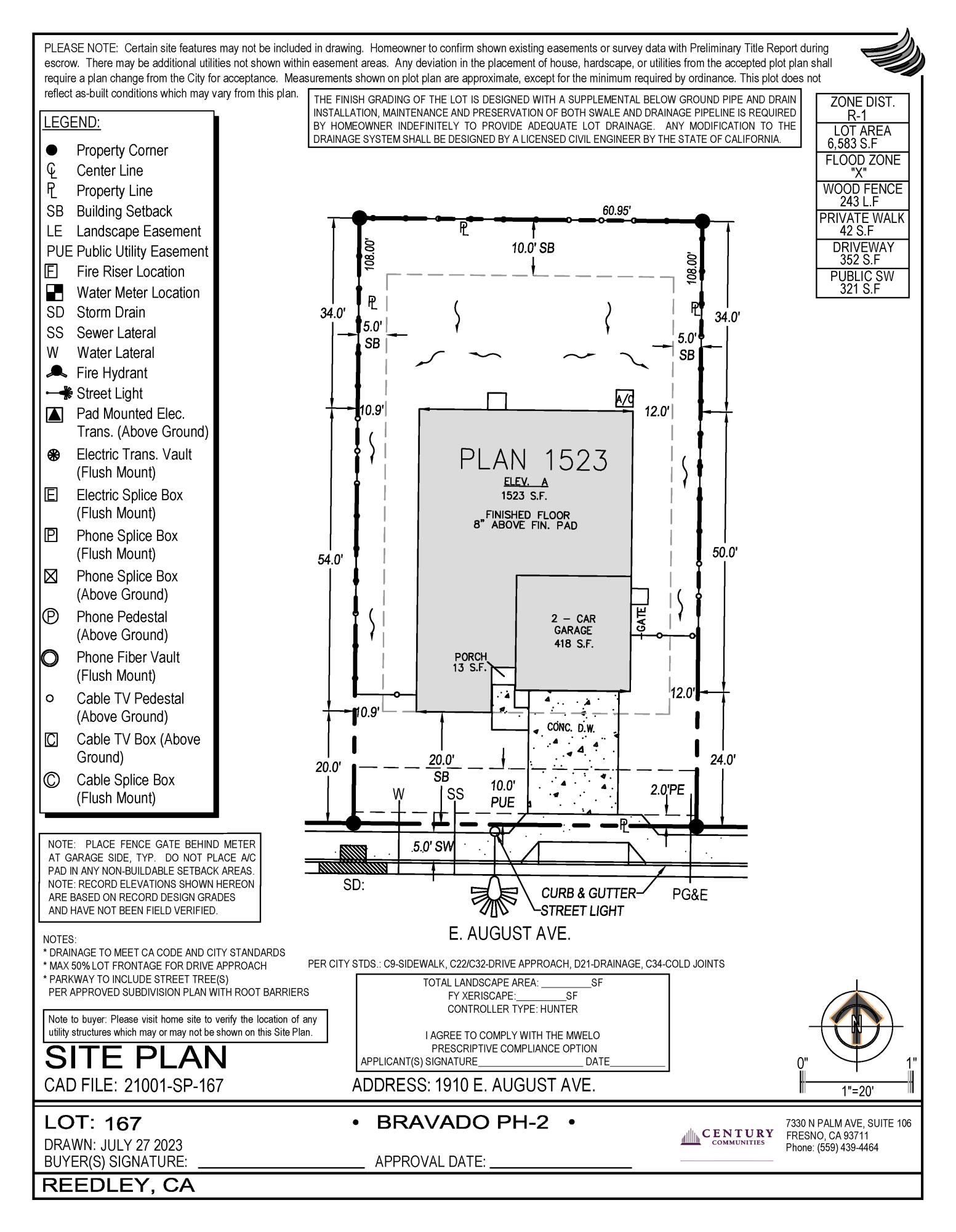 1910 East August Avenue Reedley, CA 93654 - Photo 3 of 4 167.6229 Bravado- Plot Plan
