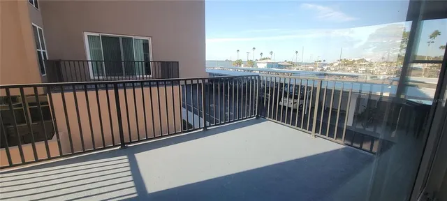 a view of a balcony with an outdoor space