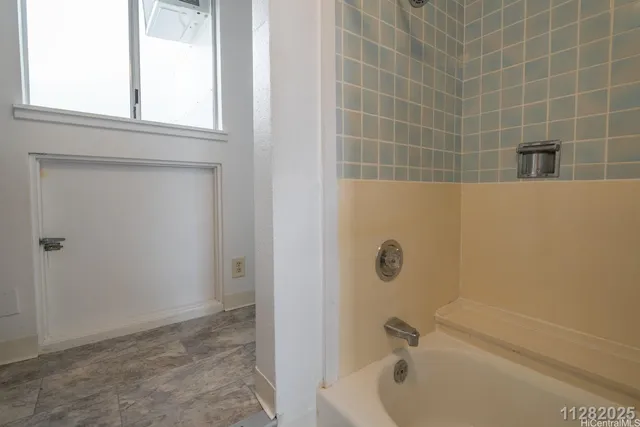 a bathroom with a tub