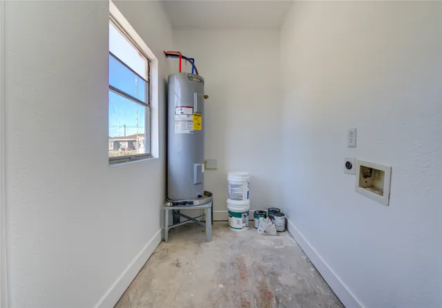 a view of a room with a window