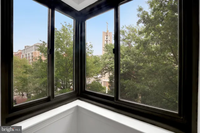 a view of a glass door