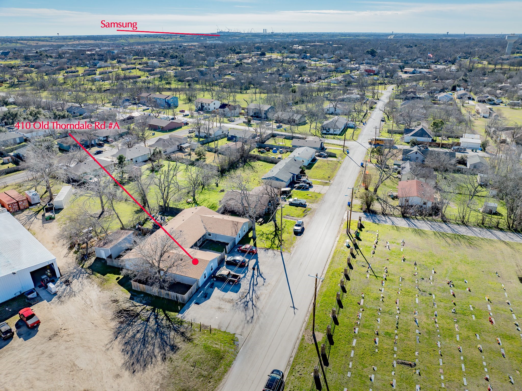 410 Old Thorndale Road, Unit A Taylor, TX 76574 - Photo 2 of 28 an aerial view of a swimming pool and mountain