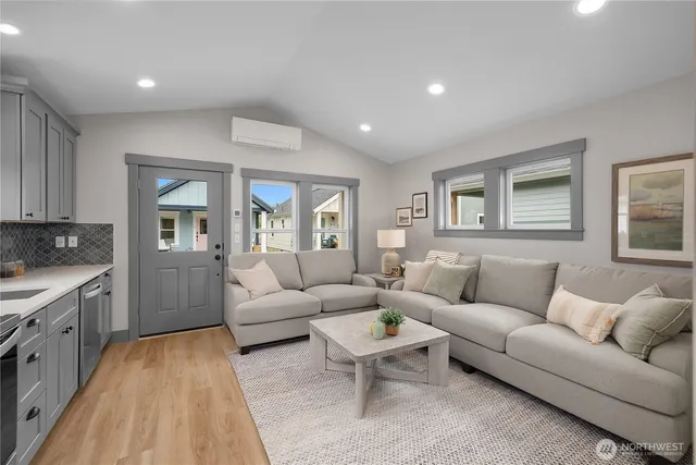 a living room with furniture and a couch