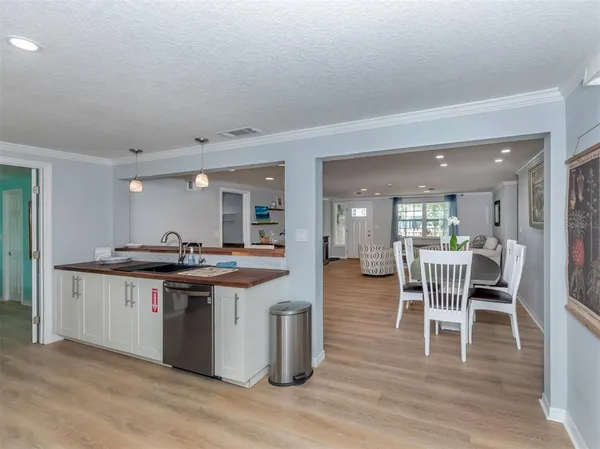 a large kitchen with lots of counter space