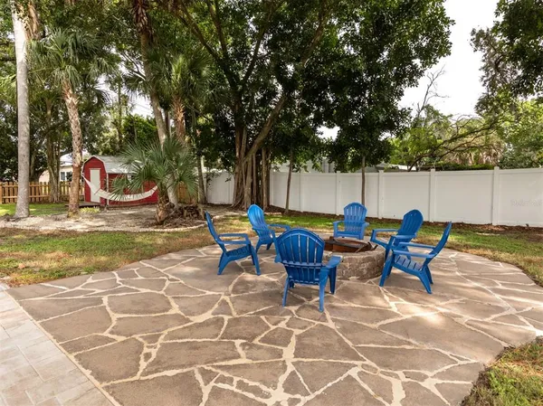 a view of a yard with a trees