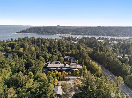 a view of a city with mountain