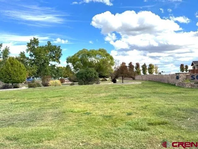 a view of field with trees in the background