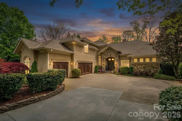 a view of a building with a garden