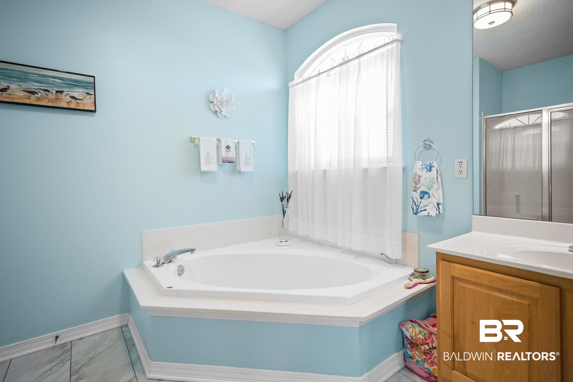 22355 East County Road 12 Foley, AL 36535 - Photo 34 of 54 Full bathroom with vanity, a bath, and a stall shower