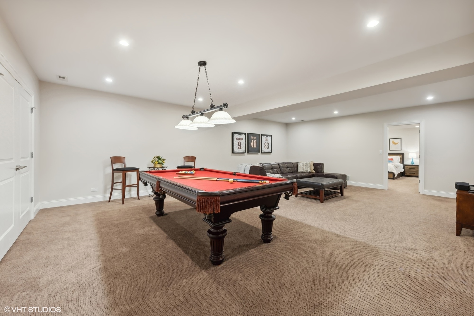 6 Bel Aire Court Burr Ridge, IL 60527 - Photo 24 of 37 a room with furniture pool table and flat screen tv