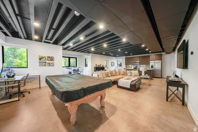 3667 Little Cottonwood Road, Unit 1 Sandy, UT 84092 - Photo 26 of 49 Exposed beam ceiling with recessed lighting