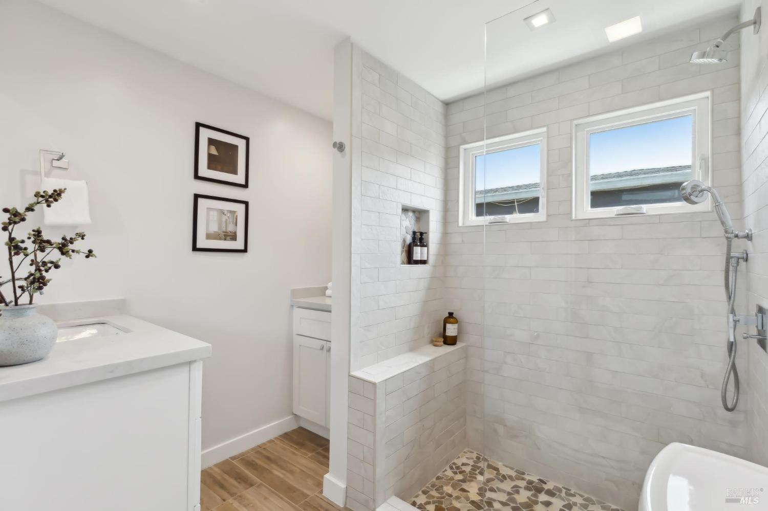 31 Mohawk Avenue Corte Madera, CA 94925 - Photo 26 of 57 a bathroom with a sink toilet and shower