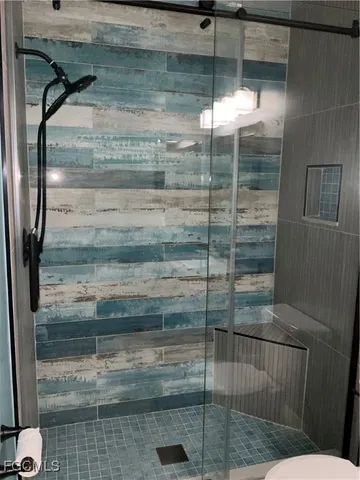 a bathroom with a shower