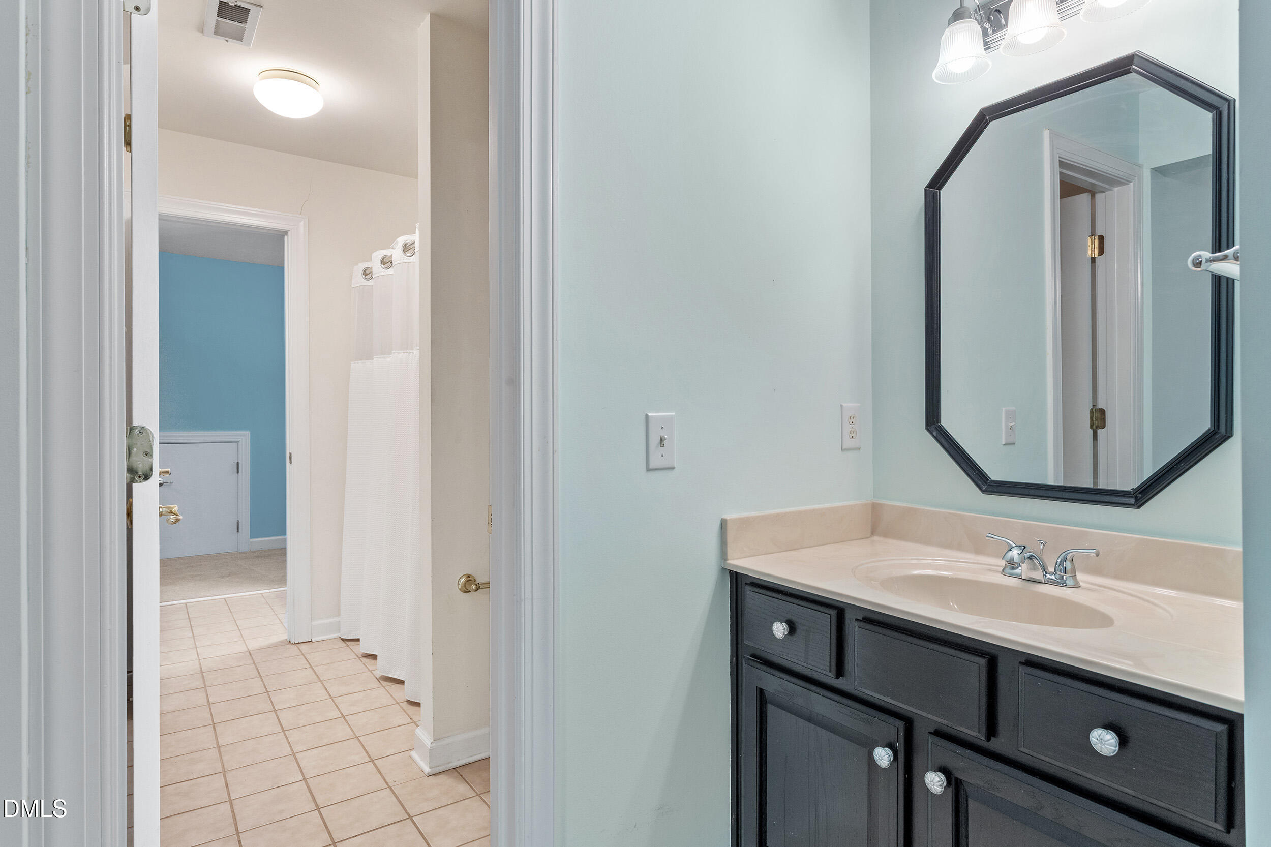 4724 Ludwell Branch Court Raleigh, NC 27612 - Photo 49 of 72 a bathroom with a sink double vanity and a mirror