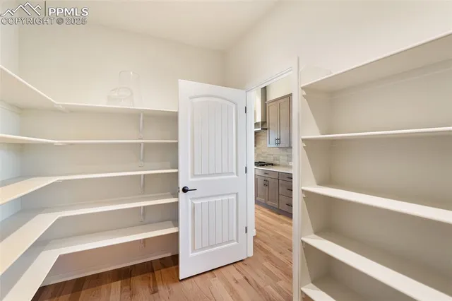 a view of walk in closet with empty racks