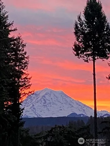a view of a house with a mountain