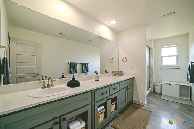 an empty room with a door