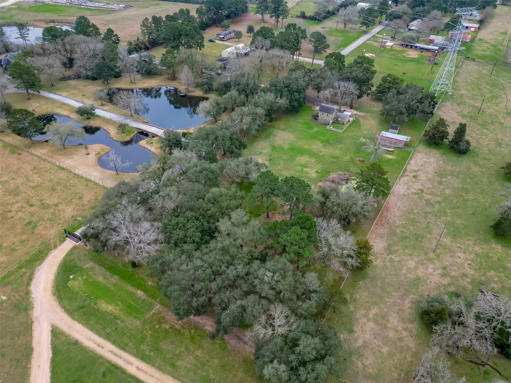 12122 Zion Road Tomball, TX 77375 - Photo 6 of 35 an aerial view of residential house with outdoor space and trees all around