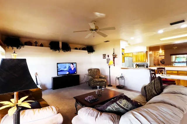 a room with table and chairs