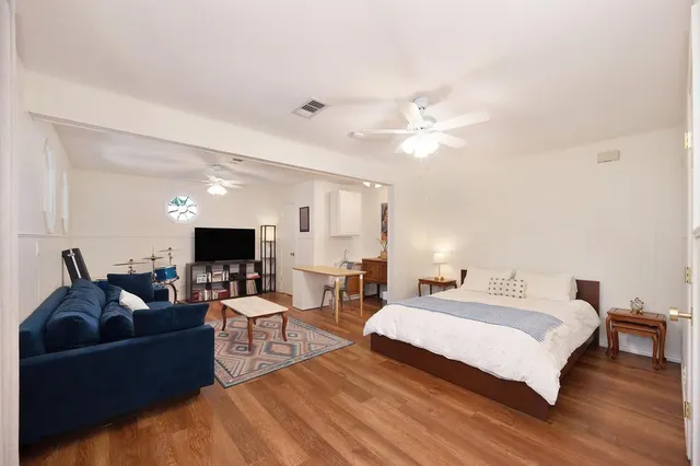 a view of a patio on the roof deck