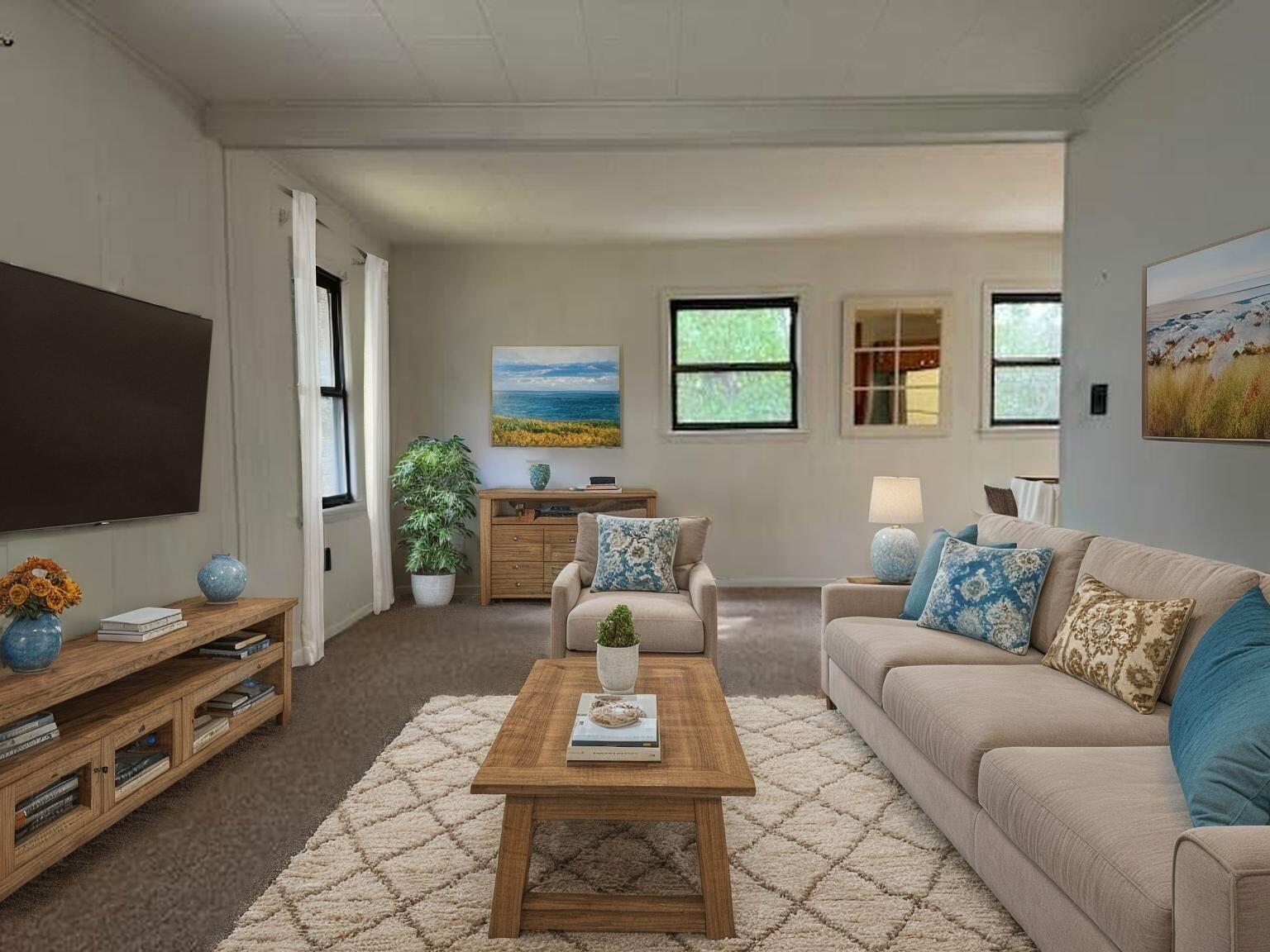 4916 Hildebrand Road Northwest Roanoke, VA 24012 - Photo 2 of 24 a living room with furniture a flat screen tv and a window