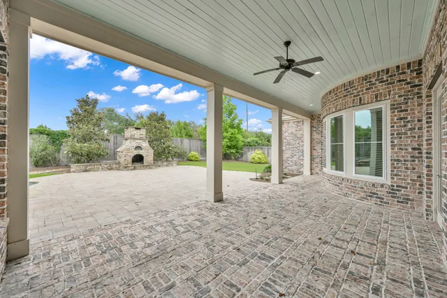 a view of a porch with a backyard