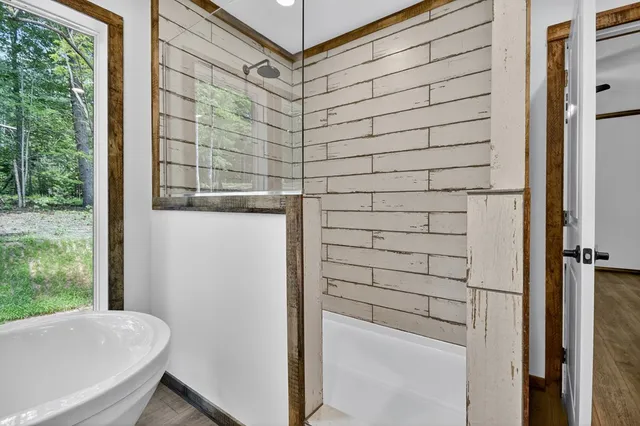 a bathroom with a shower