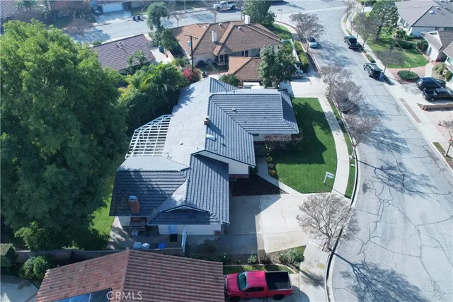 an aerial view of a house