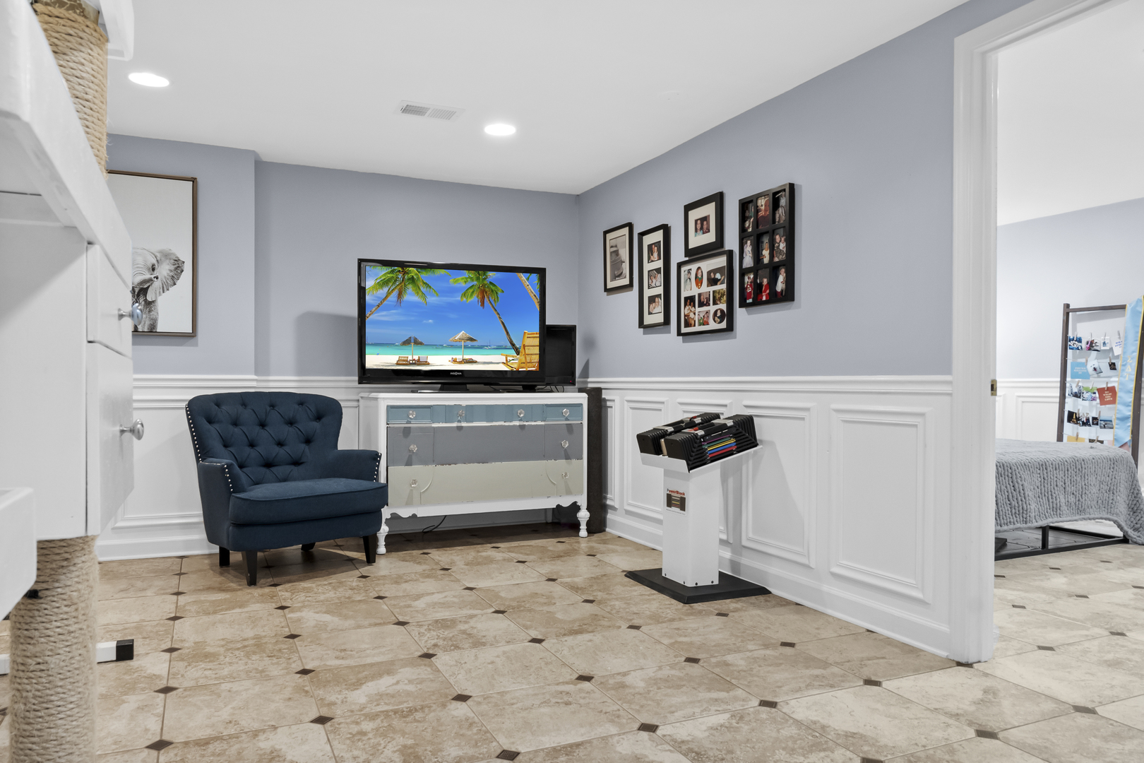 1713 East Thomas Road Wheaton, IL 60187 - Photo 39 of 55 a living room with furniture and a flat screen tv