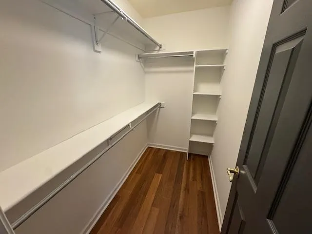 a view of an empty walk in closet