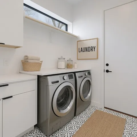 a view of entryway with washer and dryer