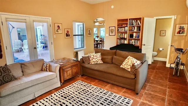 a living room with furniture and a couch