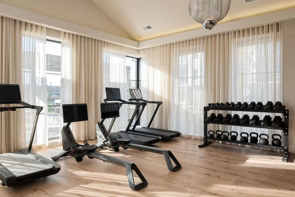 a view of a room with gym equipment